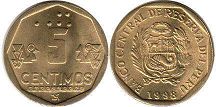 coin Peru 5 centimos 1998