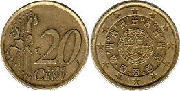 Münze Portugal 20 Euro Cent 2002