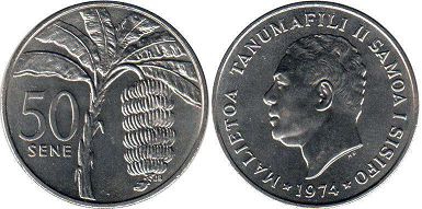 coin Samoa 50 sene 1974