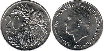 coin Samoa 20 sene 1974
