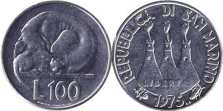 coin San Marino 100 lire 1975