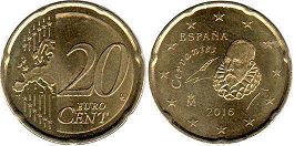 moneta Hiszpania 20 euro cent 2016