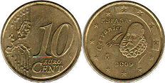 moneta Hiszpania 10 euro cent 2009