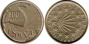 moneda España 100 pesetas 1993 Unidad Europea