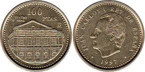 moneda España 100 pesetas 1997 Teatro Real