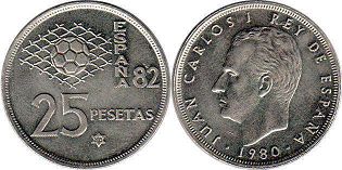 moneda España 25 pesetas 1980 Campeonato mundial de futbol