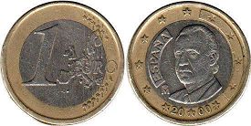 mynt Spanien 1 euro 2000
