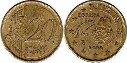 mynt Spanien 20 euro cent 2008
