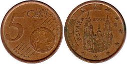 pièce Espagne 5 euro cent 2004