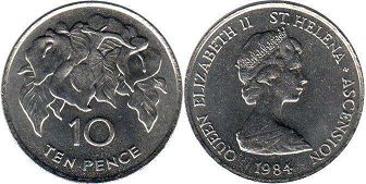 coin Saint Helena and Ascension 10 pence 1984
