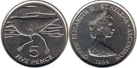 coin Saint Helena and Ascension 5 pence 1984