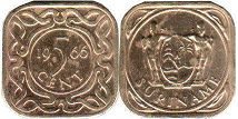 coin Surinam 5 cents 1966