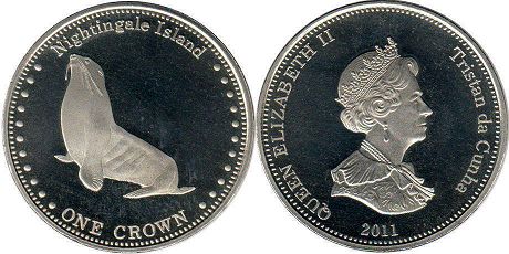 coin Tristan da Cunha 1 one crown 2011