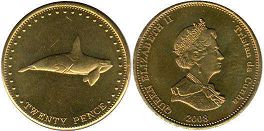 coin Tristan da Cunha 20 pence 2008