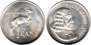 coin South Africa 1 rand 1966