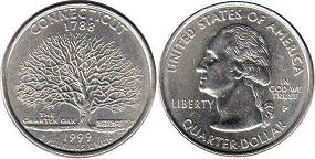 moneda Estados Unidos 1/4 dólar 1999 Connecticut
