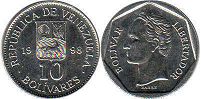 moneda Venezuela 10 bolivares 1998