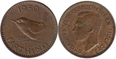 coin UK farthing 1950
