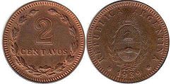 moneda Argentina 2 centavos 1939