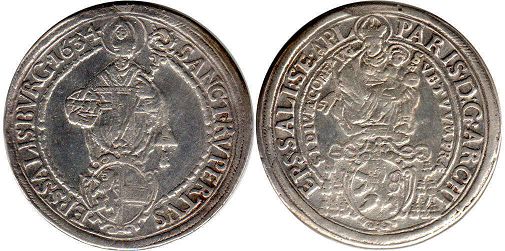 coin Salzburg 1 taler 1634