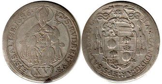 coin Salzburg 15 kreuzer 1686