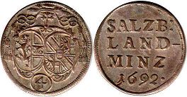 coin Salzburg 4 kreuzer 1692