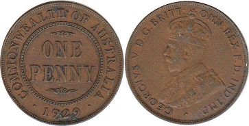 australian coin 1 penny 1929