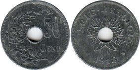 coin Belgium 50 centimes 1918