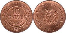 coin Bolivia 10 centavos 1997