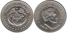 coin Colombia 20 centavos 1960