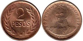 moneda Colombia 2 pesos 1979