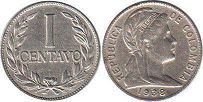 moneda Colombia 1 centavo 1938 antigua