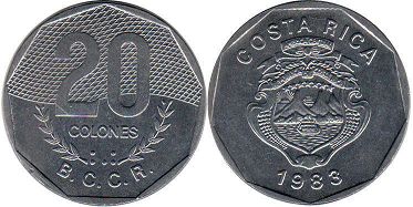 coin Costa Rica 20 colones 1983