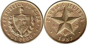 moneda Cuba 1 peso 1987