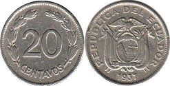 coin Ecuador 20 centavos 1937