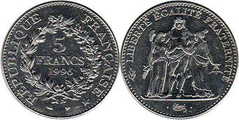 moneda Francia 5 francos 1996