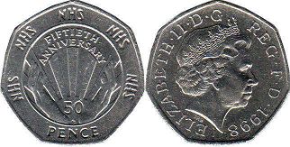 Münze Großbritannien 50 pence 1998
