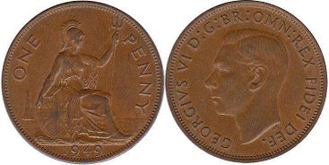 coin UK 1 penny 1949