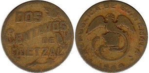 moneda Guatemala 2 centavos 1944