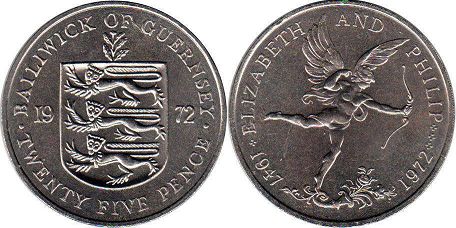 coin Guernsey 25 pence 1972 