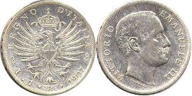 moneta Italy 1 lira 1907