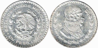 coin Mexico 1 peso 1964