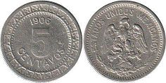 coin Mexico 5 centavos 1906