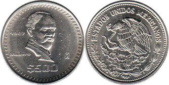 moneda Mexico 500 pesos 1987
