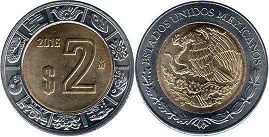 moneda Mexico 2 pesos 2016