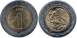 moneda Mexico 1 peso 2016