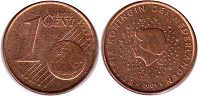 mynt Nederländerna 1 euro cent 2001