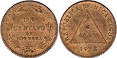 moneda Nicaragua 1 centavo 1938