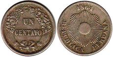 coin Peru 1 centavo 1864