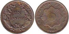 moneda Peru 1 centavo 1901